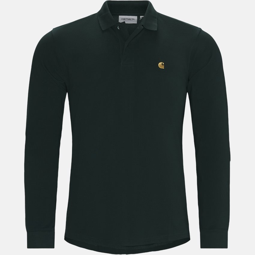 Carhartt WIP T-shirts L/S CHASE PIQUE POLO I027047  BOTTLE GREEN/GOLD